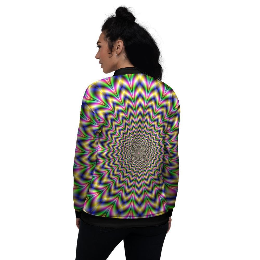 Psychedelic Blue Optical illusion Women's Bomber Jacket-grizzshop