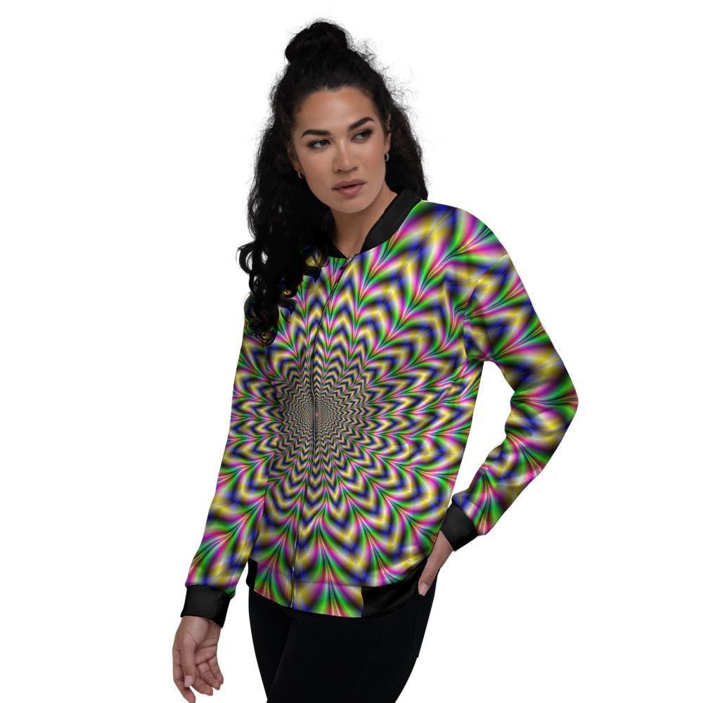 Psychedelic Blue Optical illusion Women's Bomber Jacket-grizzshop