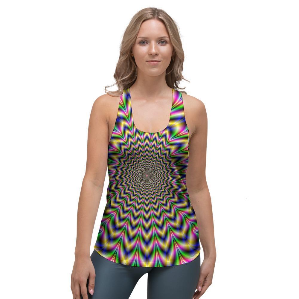 Psychedelic Blue Optical illusion Women's Racerback Tank Top-grizzshop