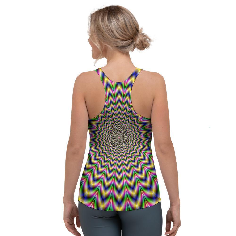 Psychedelic Blue Optical illusion Women's Racerback Tank Top-grizzshop