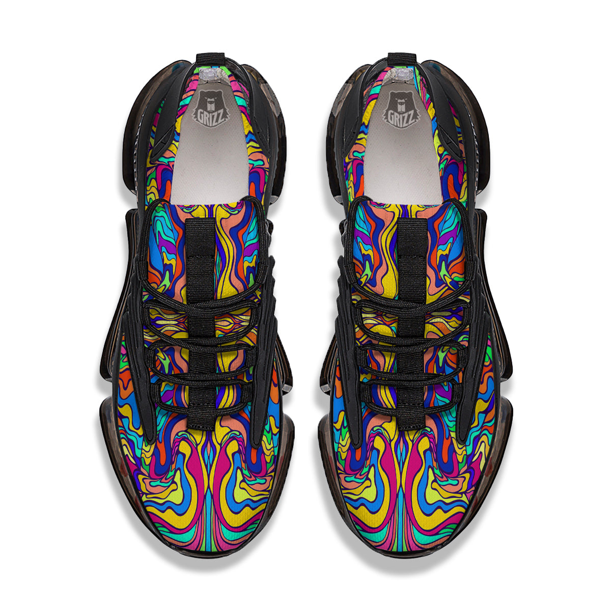 Psychedelic Colorful Fractal Mirror Print Black Gym Shoes-grizzshop