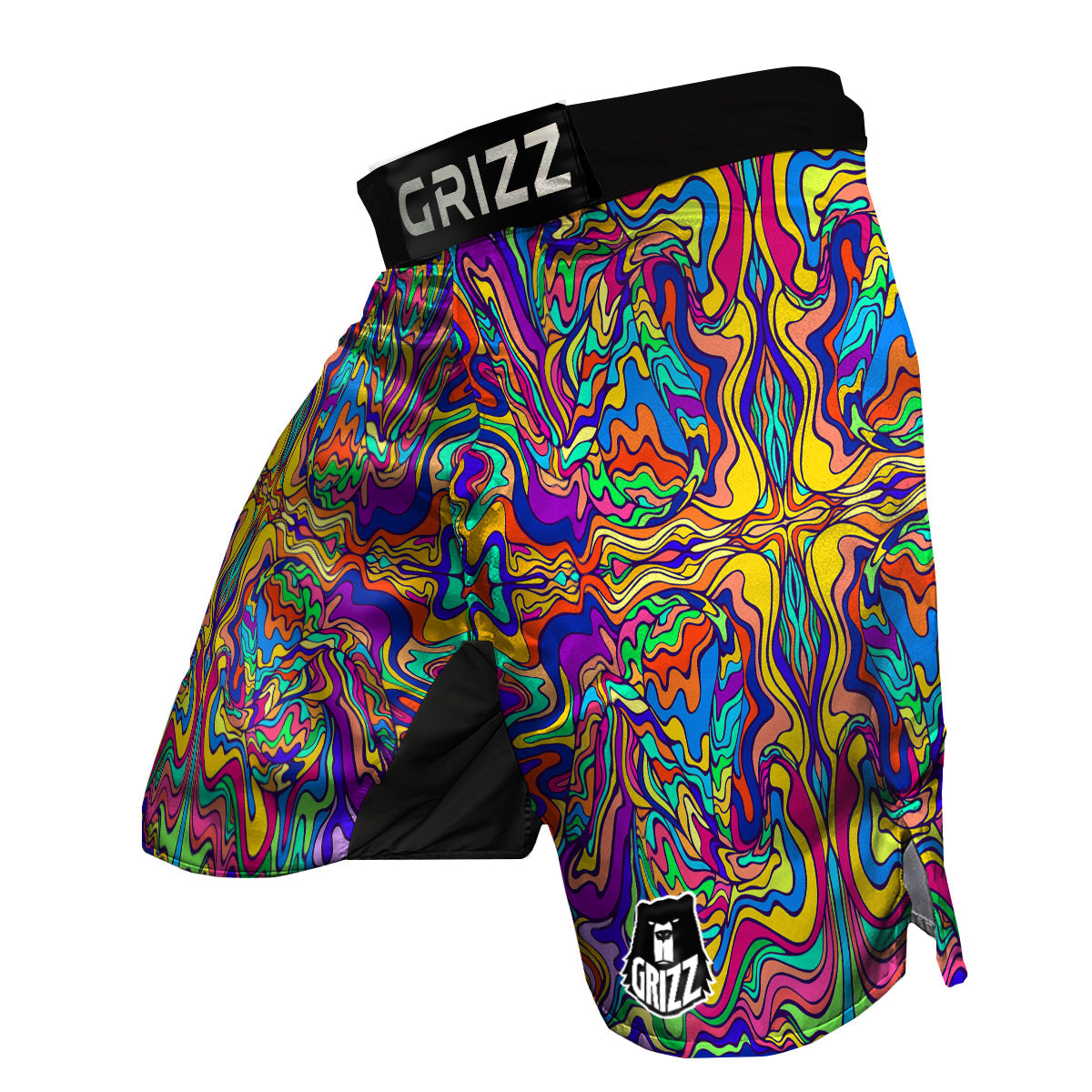 Psychedelic Colorful Fractal Mirror Print MMA Shorts-grizzshop