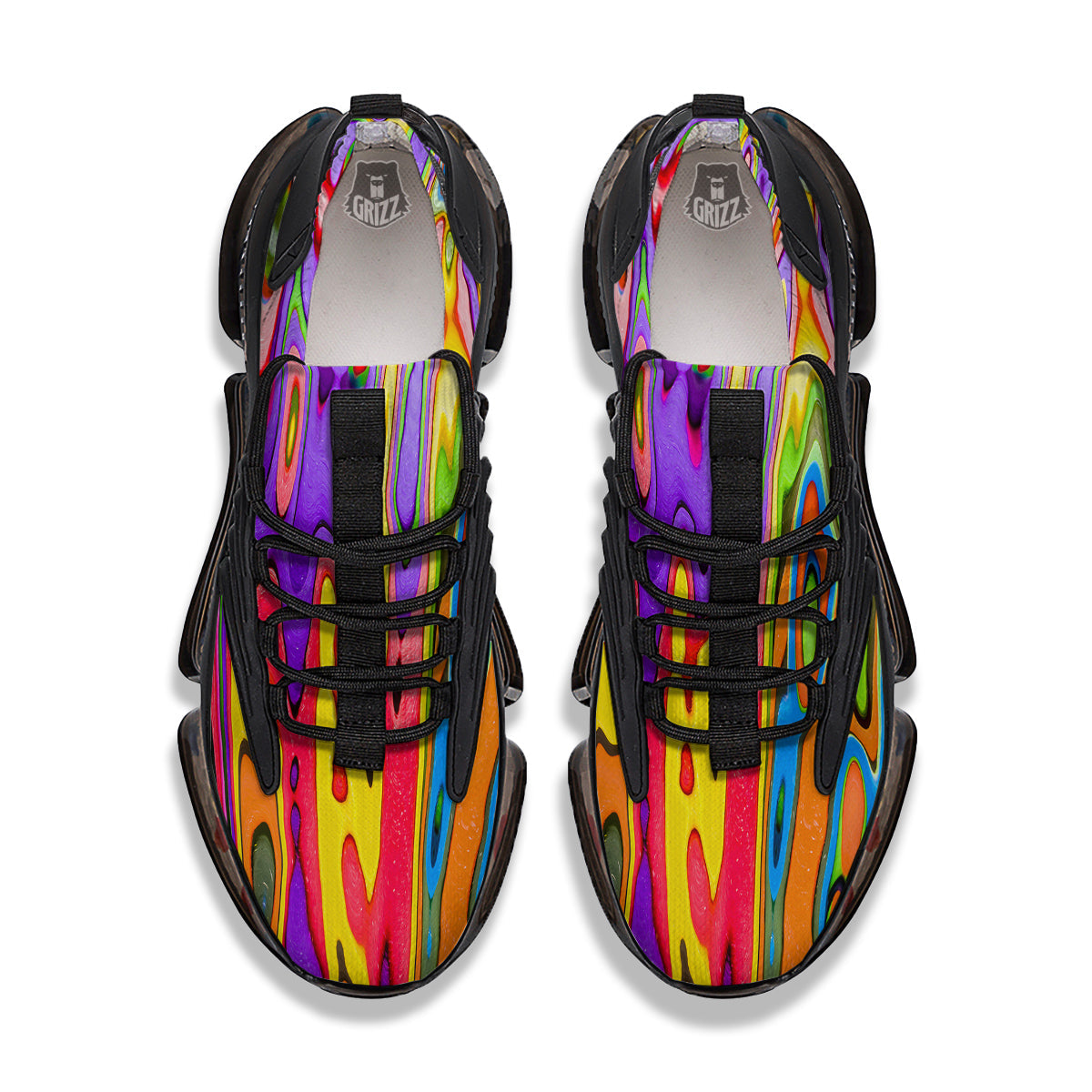 Psychedelic Colorful Print Black Gym Shoes-grizzshop