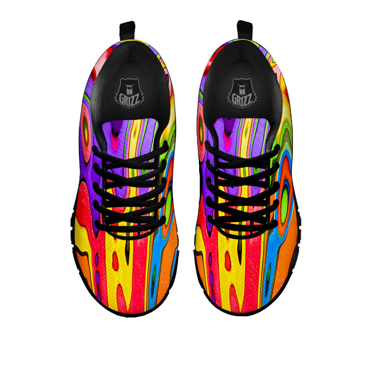 Psychedelic Colorful Print Black Sneaker-grizzshop