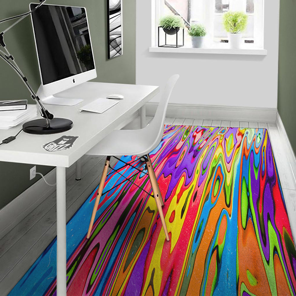 Psychedelic Colorful Print Floor Mat-grizzshop