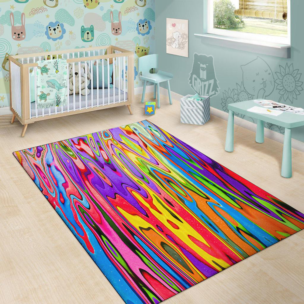 Psychedelic Colorful Print Floor Mat-grizzshop