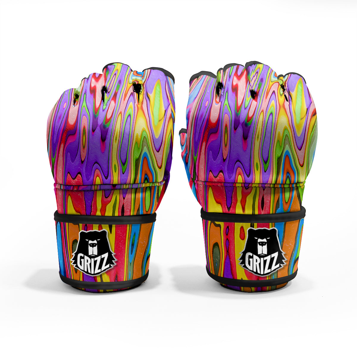 Psychedelic Colorful Print MMA Gloves-grizzshop