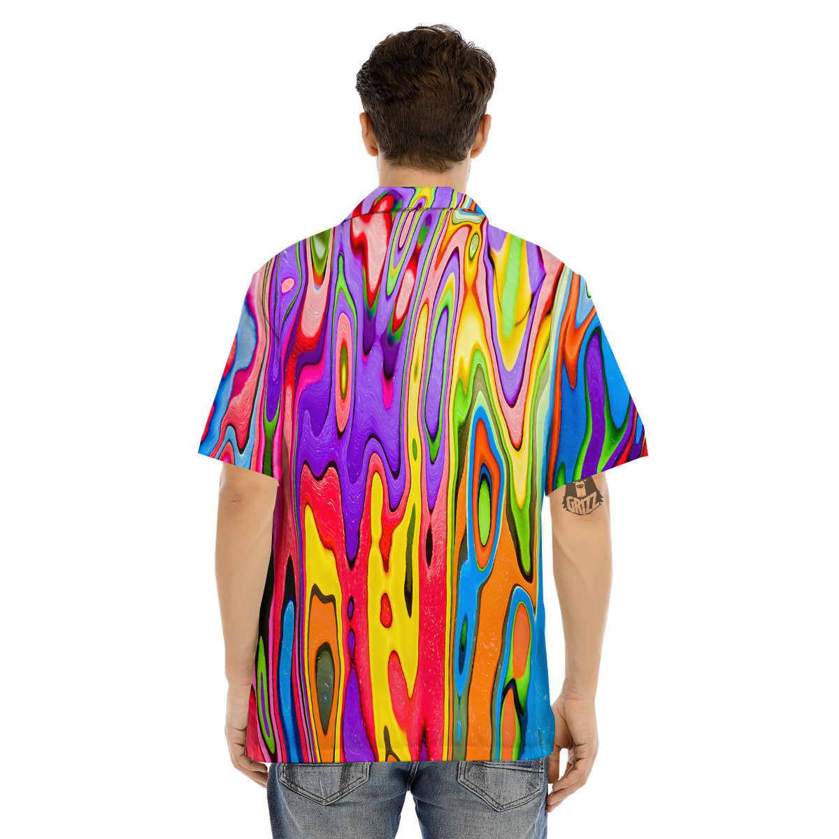 Psychedelic Colorful Print Men's Hawaiian Shirt-grizzshop