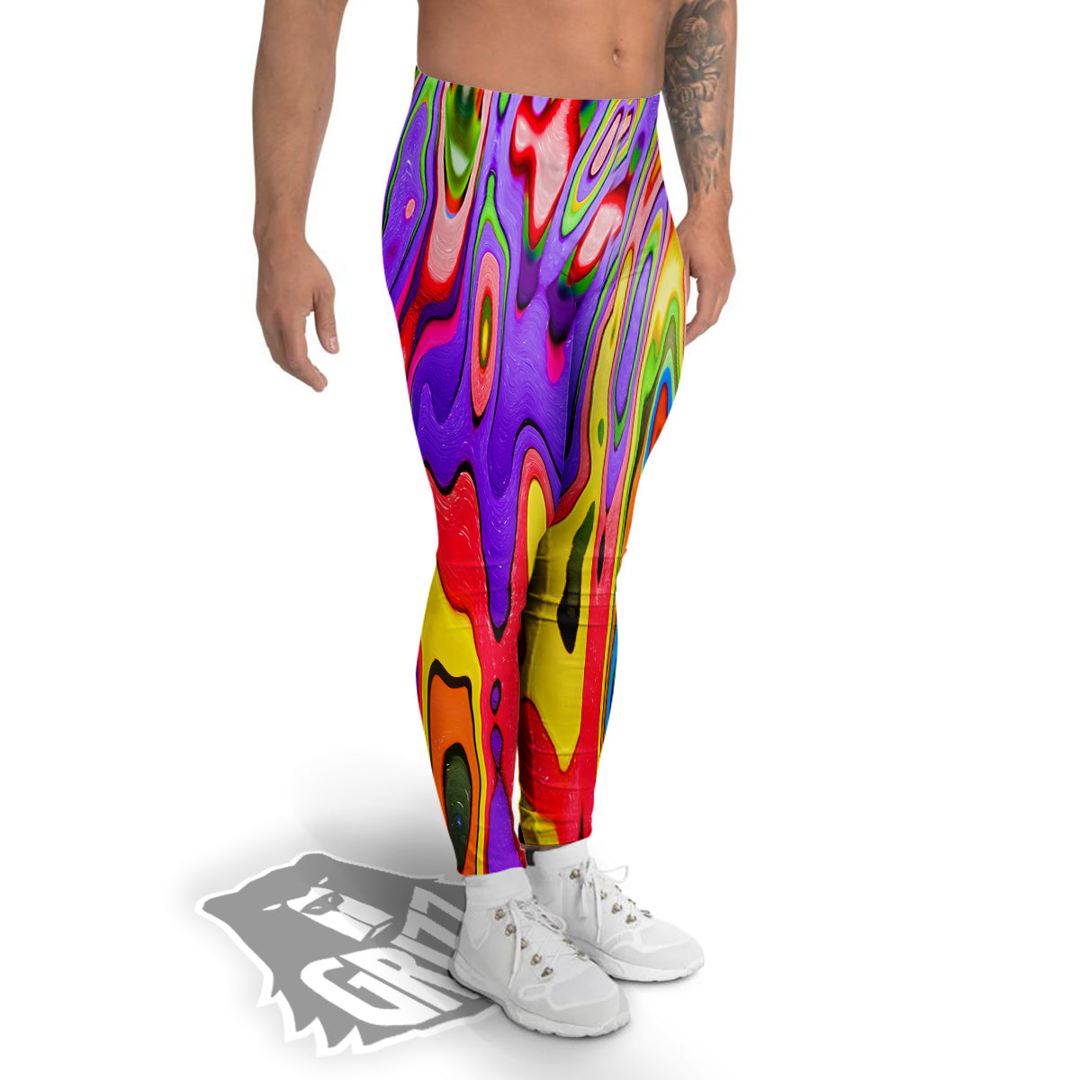 Psychedelic Colorful Print Men's Leggings-grizzshop