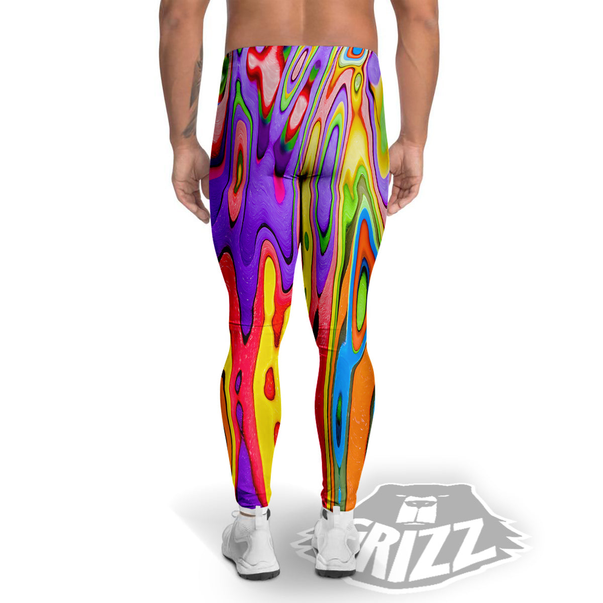 Psychedelic Colorful Print Men's Leggings-grizzshop