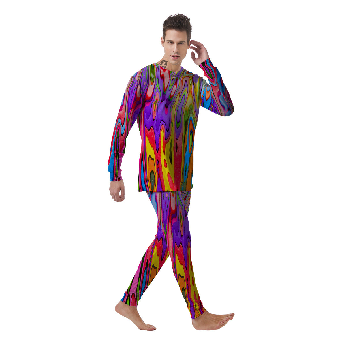 Psychedelic Colorful Print Men's Pajamas-grizzshop