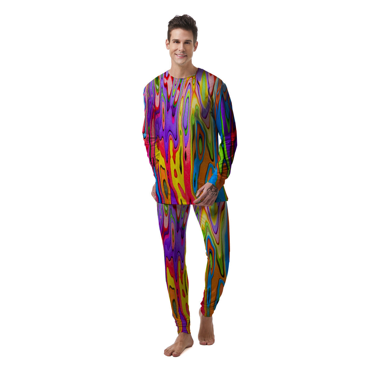 Psychedelic Colorful Print Men's Pajamas-grizzshop