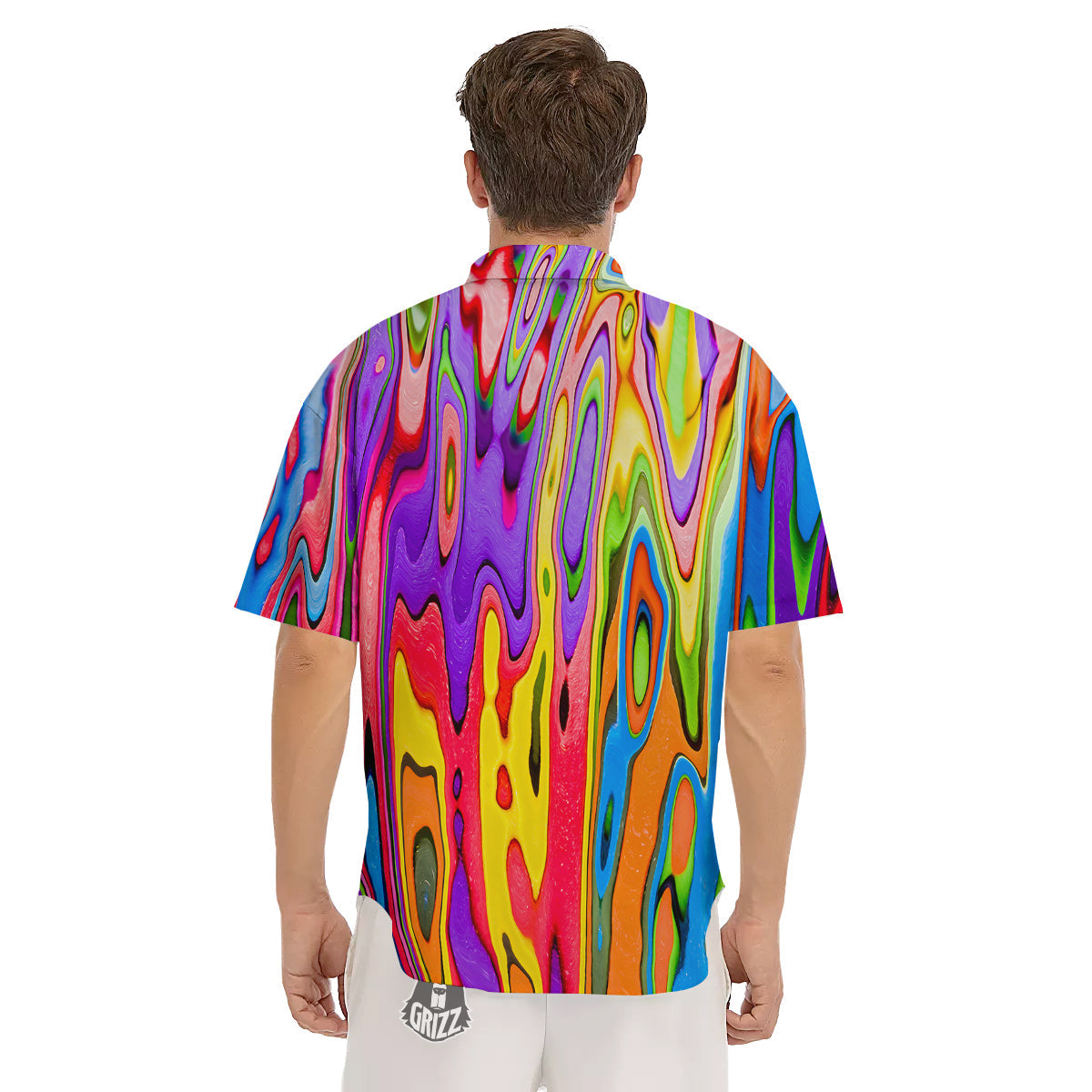 Psychedelic Colorful Print Men's Short Sleeve Shirts-grizzshop