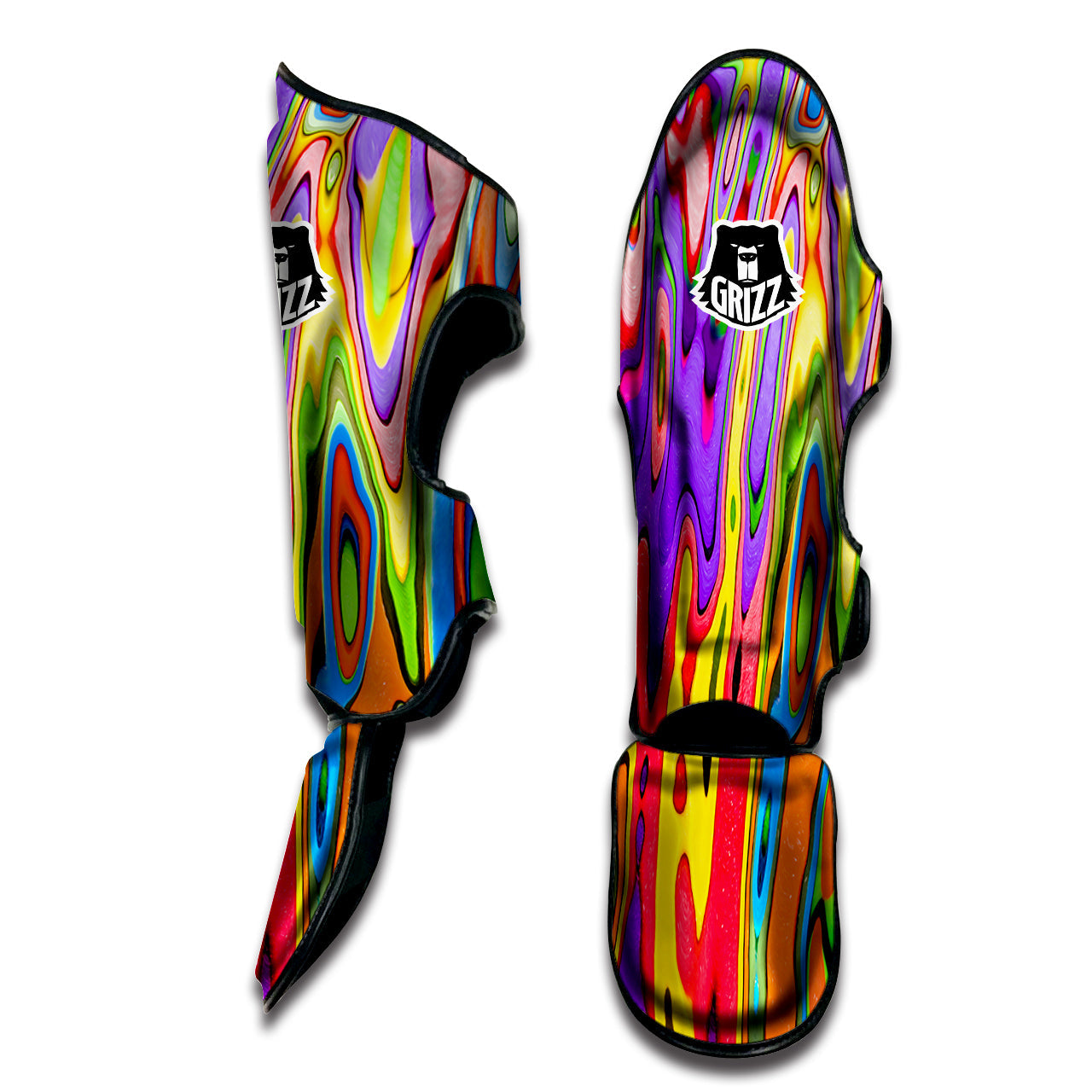 Psychedelic Colorful Print Muay Thai Shin Guards-grizzshop