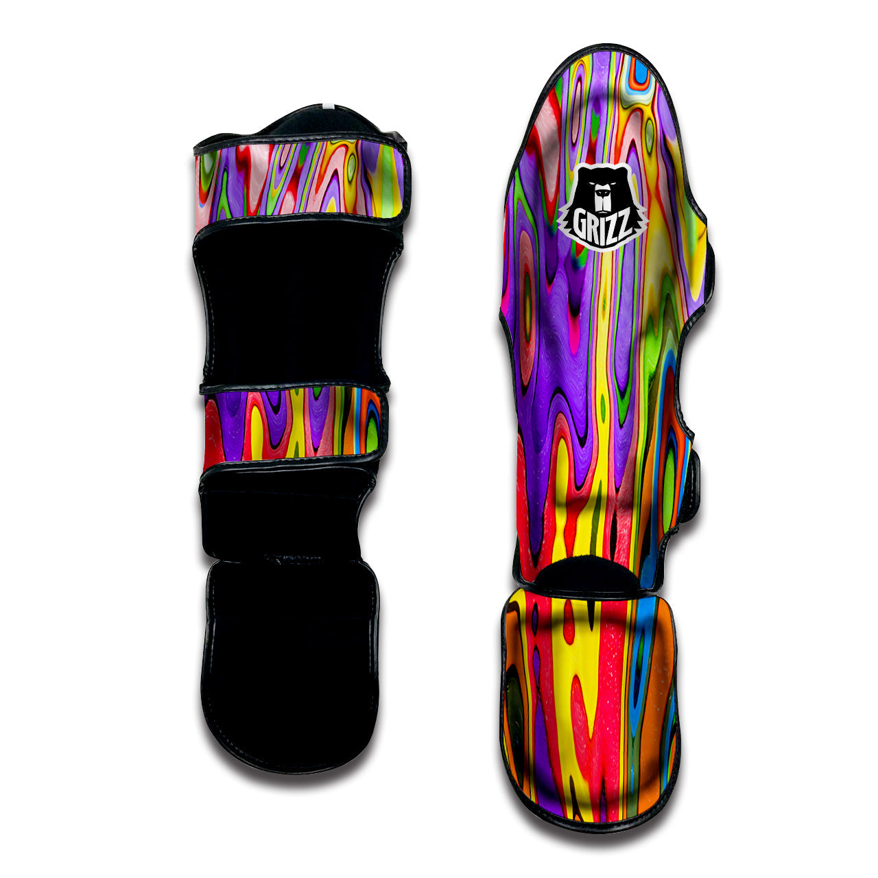 Psychedelic Colorful Print Muay Thai Shin Guards-grizzshop