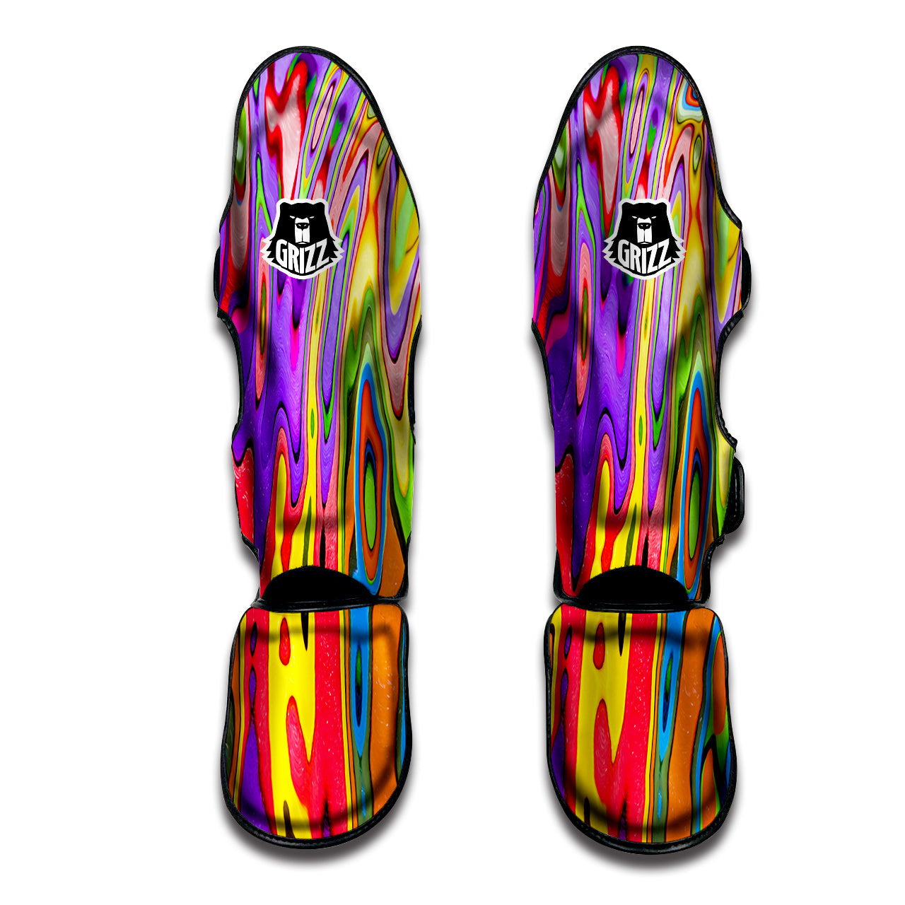 Psychedelic Colorful Print Muay Thai Shin Guards-grizzshop