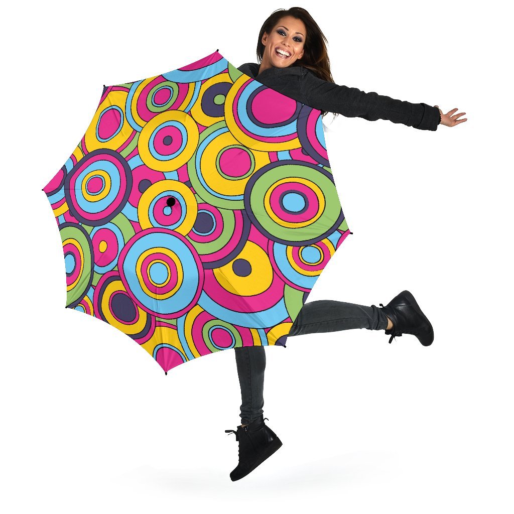 Psychedelic Colorful Print Pattern Automatic Foldable Umbrella-grizzshop