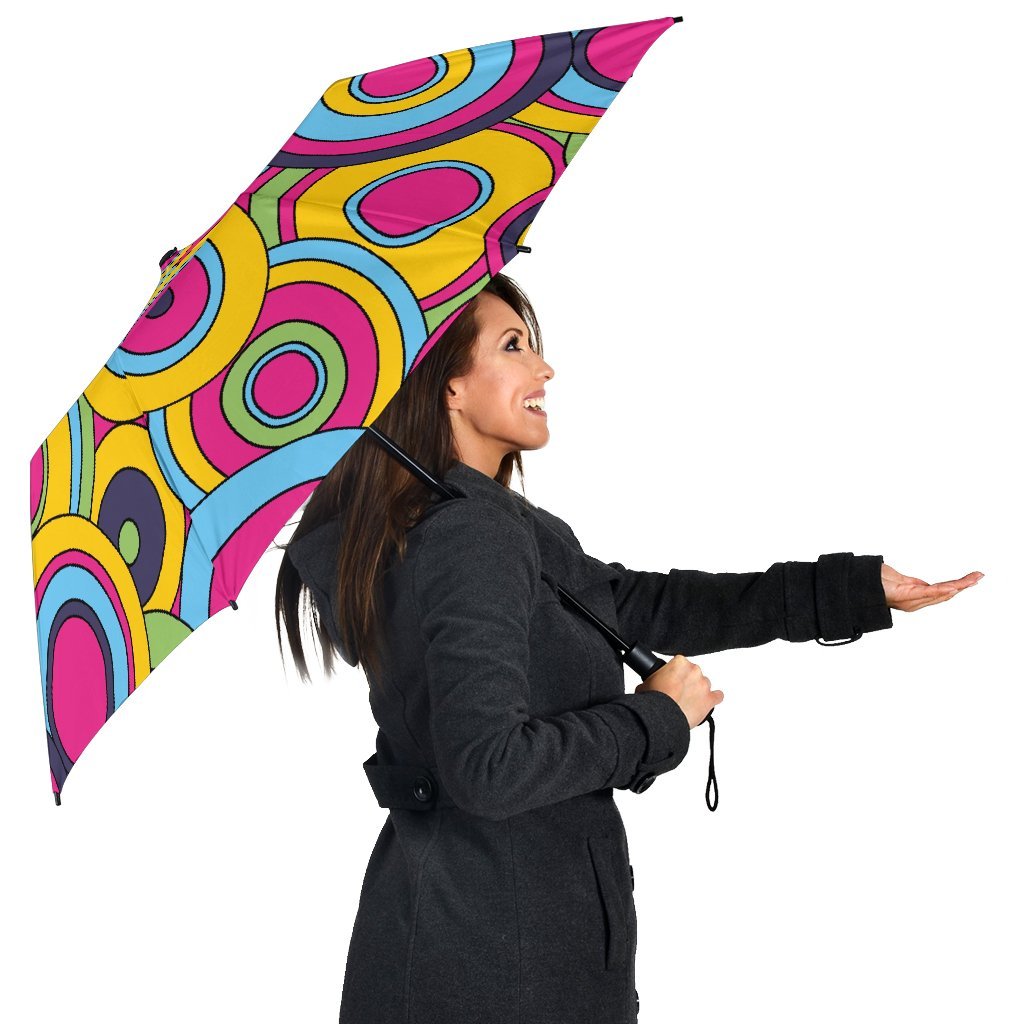 Psychedelic Colorful Print Pattern Automatic Foldable Umbrella-grizzshop