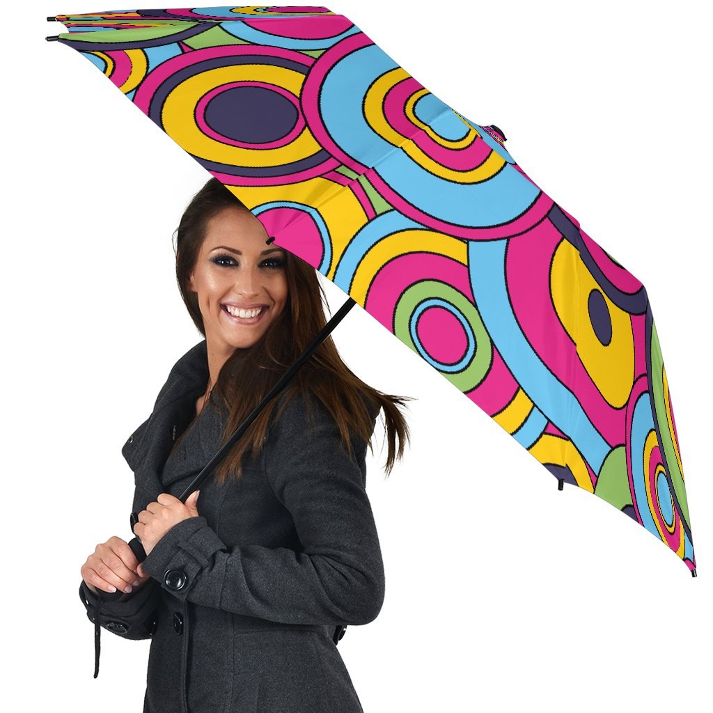 Psychedelic Colorful Print Pattern Automatic Foldable Umbrella-grizzshop