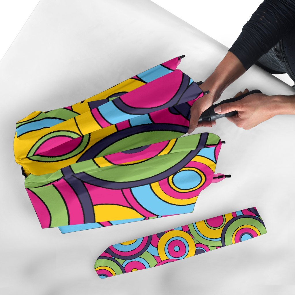 Psychedelic Colorful Print Pattern Automatic Foldable Umbrella-grizzshop