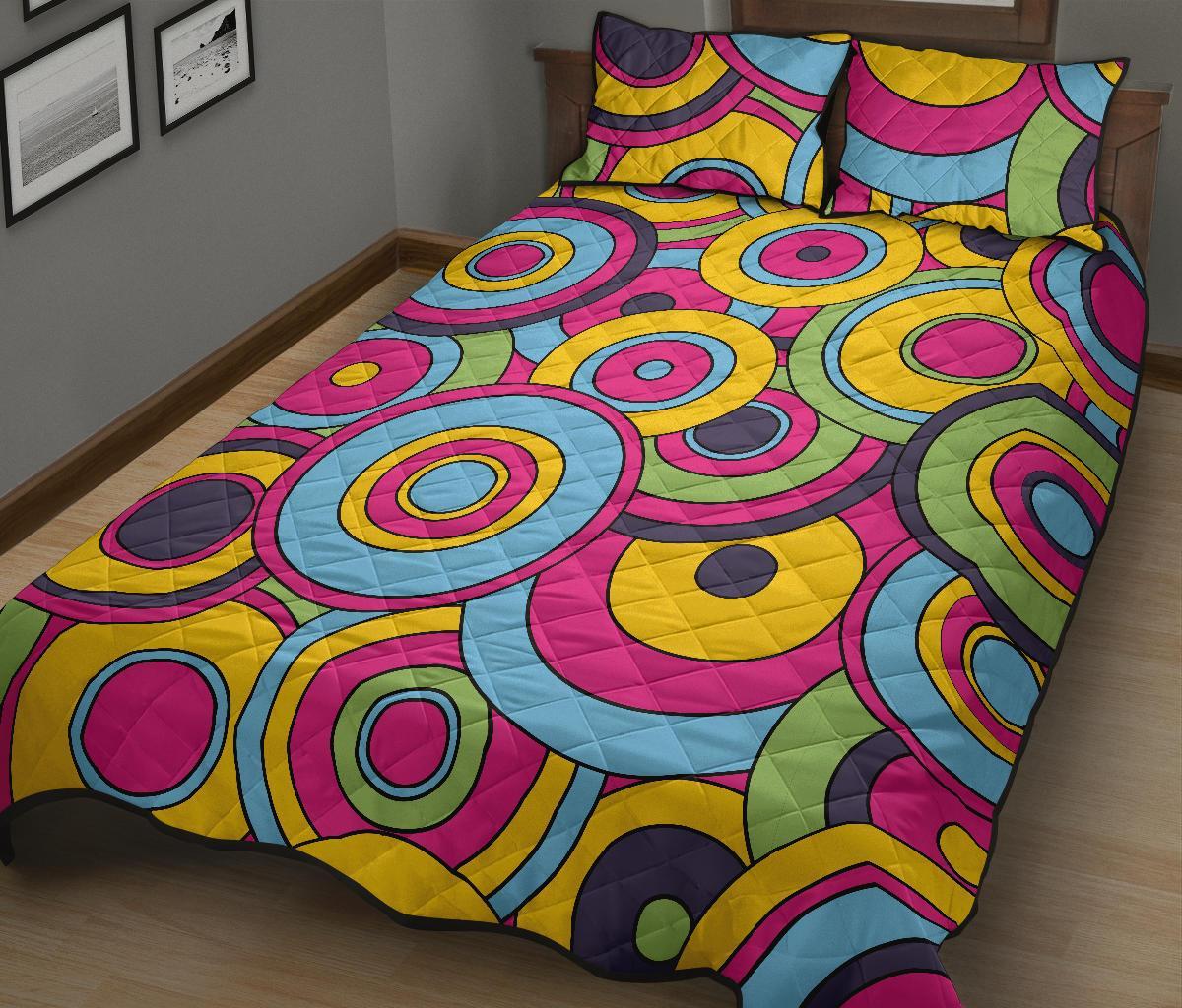 Psychedelic Colorful Print Pattern Bed Set Quilt-grizzshop