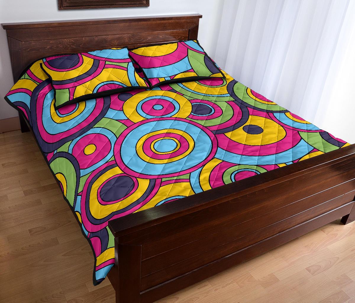 Psychedelic Colorful Print Pattern Bed Set Quilt-grizzshop