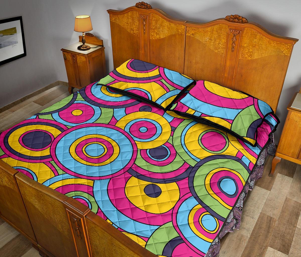 Psychedelic Colorful Print Pattern Bed Set Quilt-grizzshop
