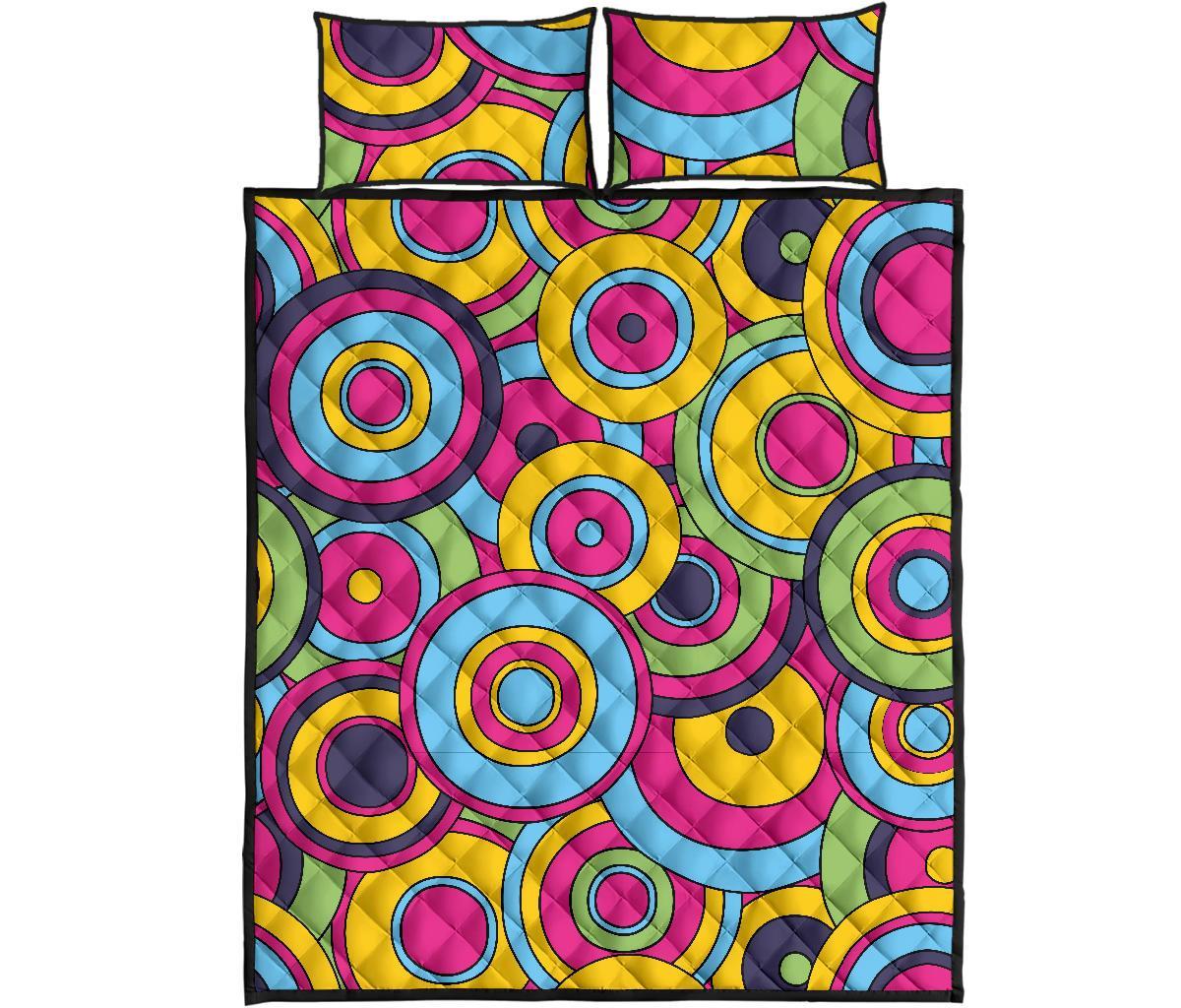 Psychedelic Colorful Print Pattern Bed Set Quilt-grizzshop