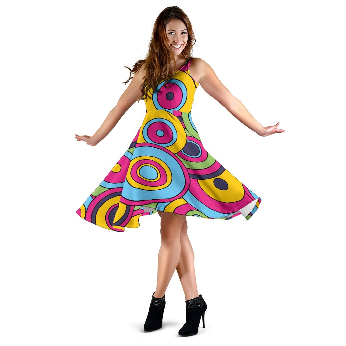 Psychedelic Colorful Print Pattern Dress-grizzshop