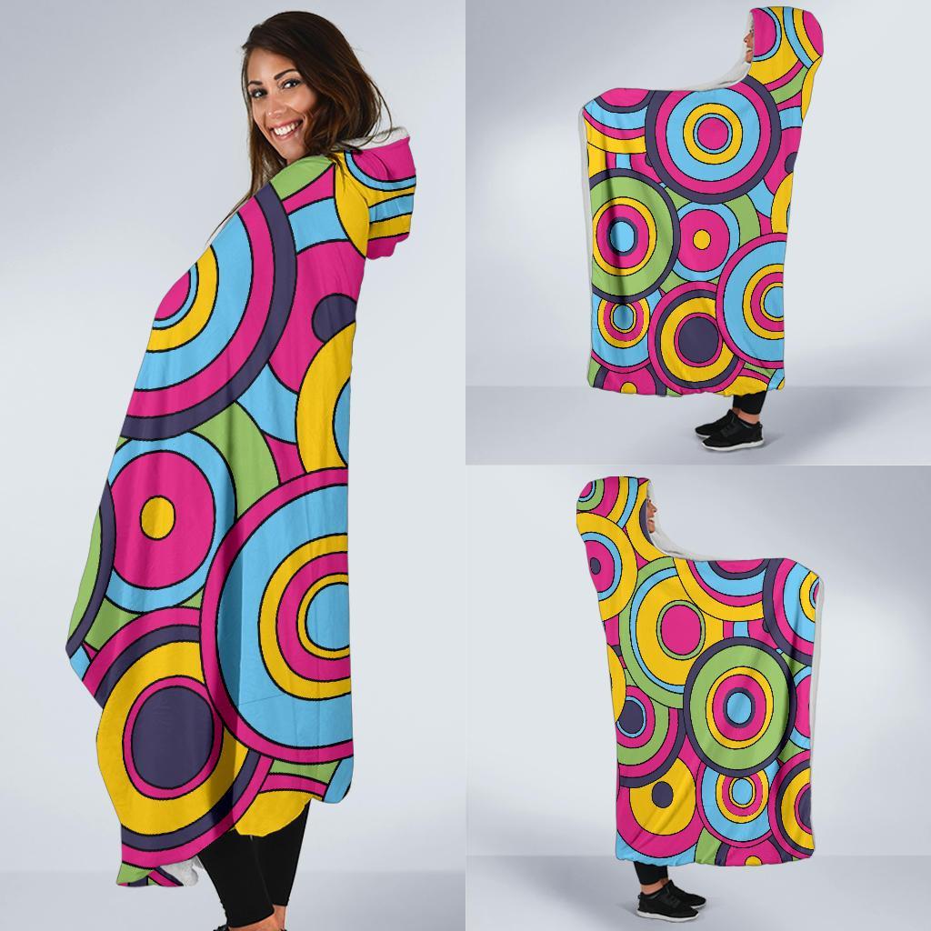 Psychedelic Colorful Print Pattern Hooded Blanket-grizzshop