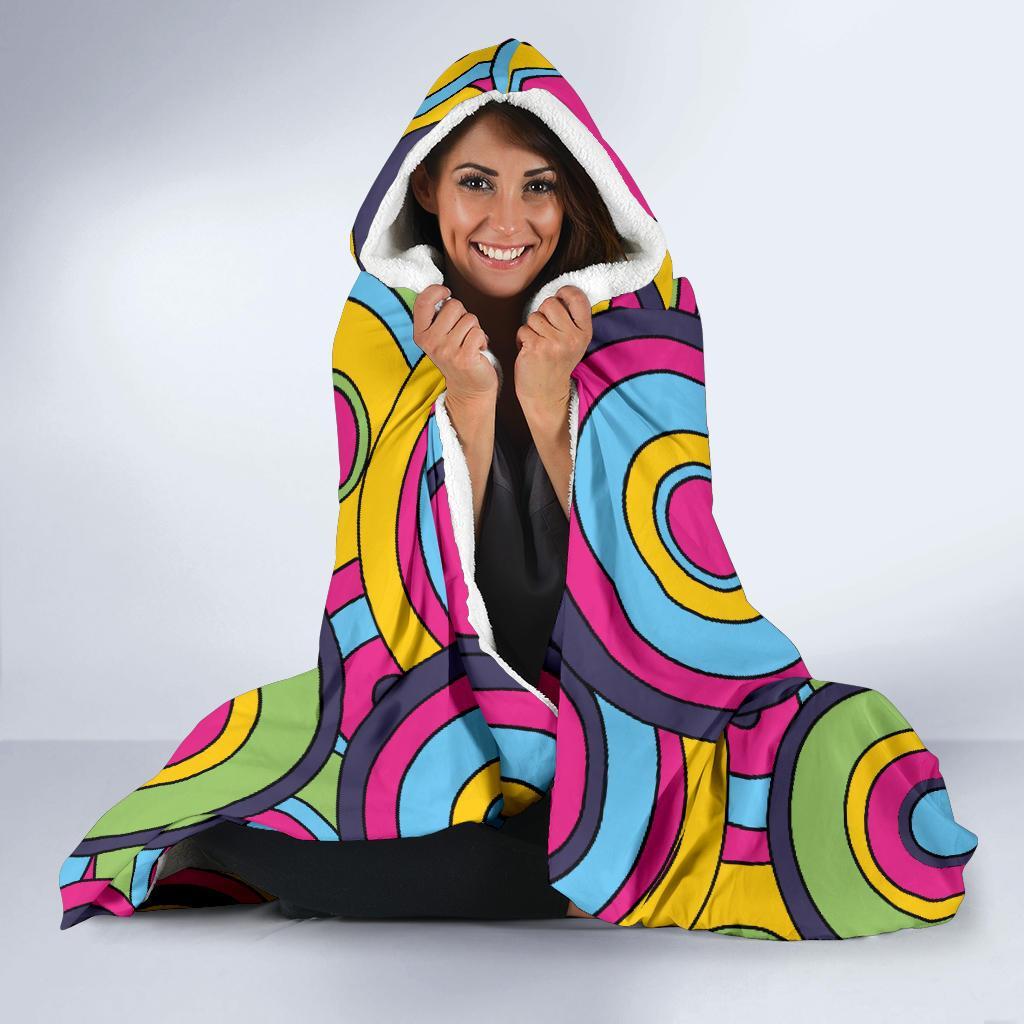 Psychedelic Colorful Print Pattern Hooded Blanket-grizzshop