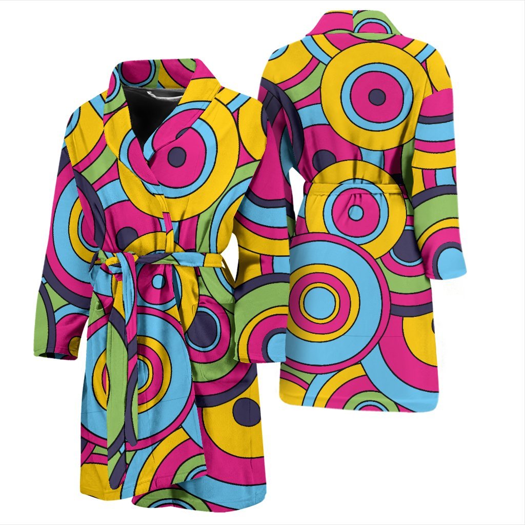 Psychedelic Colorful Print Pattern Men Long Robe-grizzshop