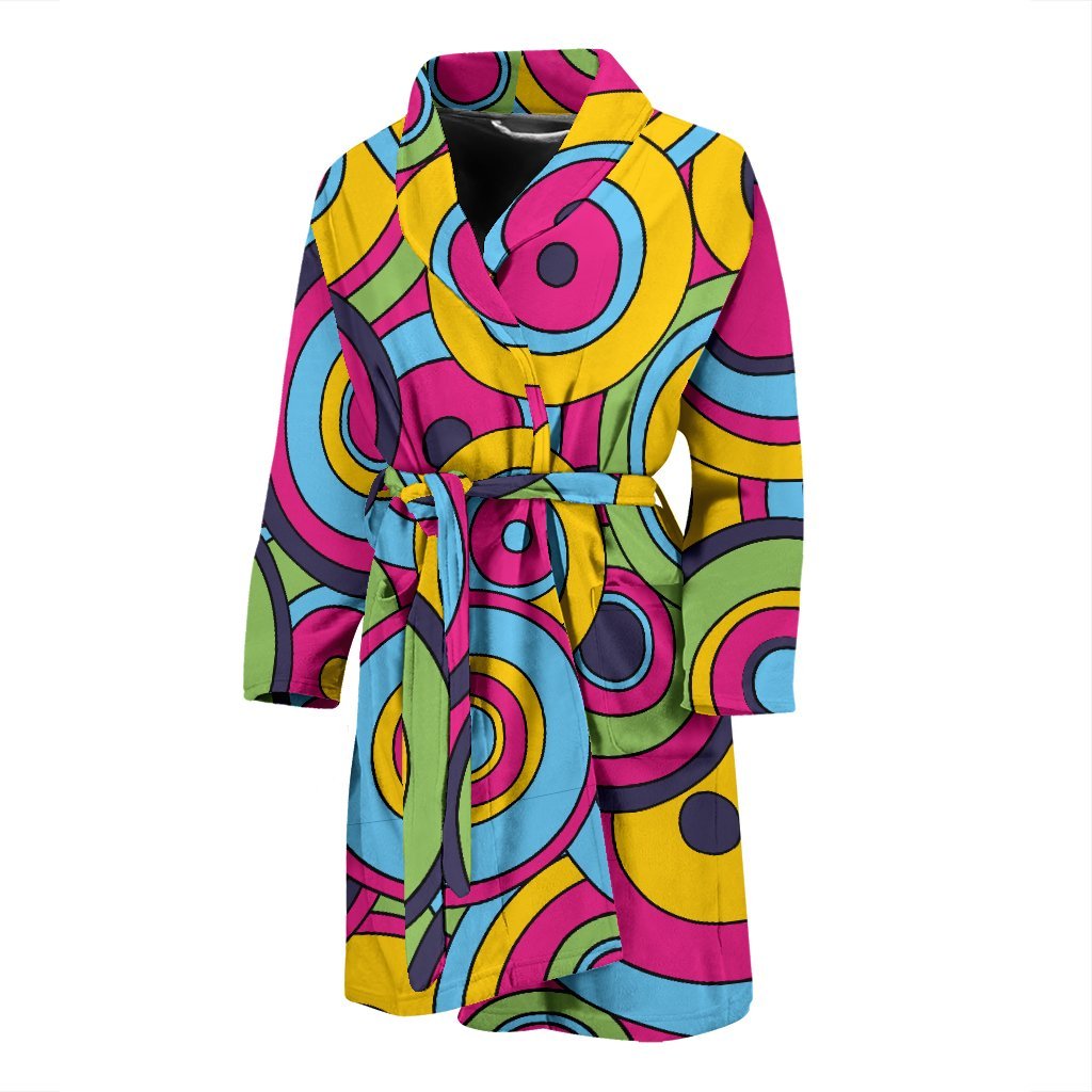 Psychedelic Colorful Print Pattern Men Long Robe-grizzshop