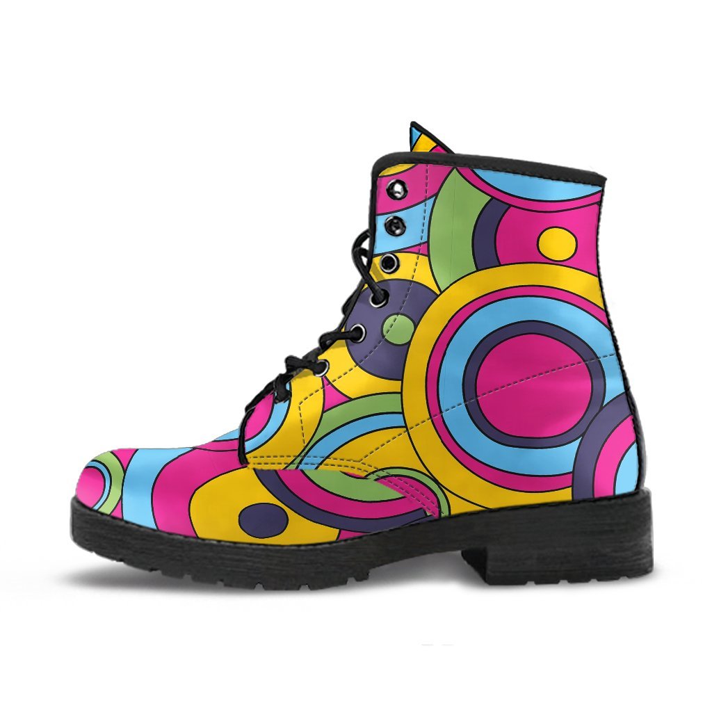 Psychedelic Colorful Print Pattern Men Women Leather Boots-grizzshop
