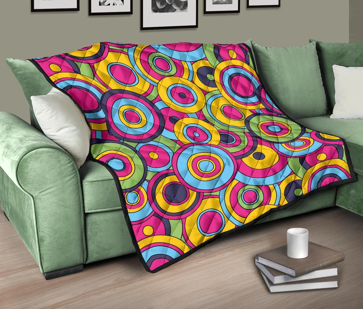 Psychedelic Colorful Print Pattern Quilt-grizzshop