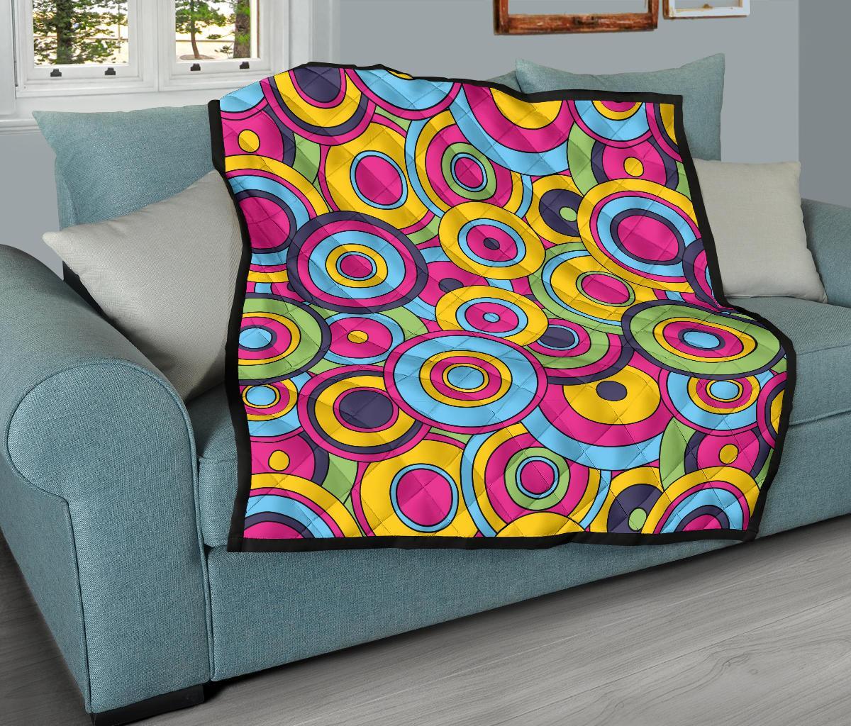 Psychedelic Colorful Print Pattern Quilt-grizzshop