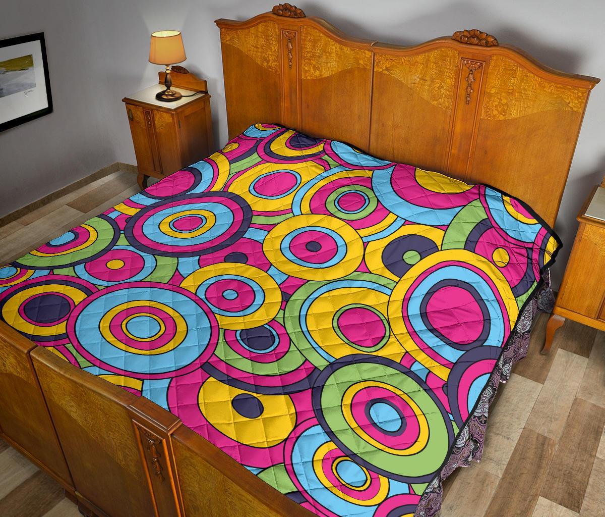 Psychedelic Colorful Print Pattern Quilt-grizzshop