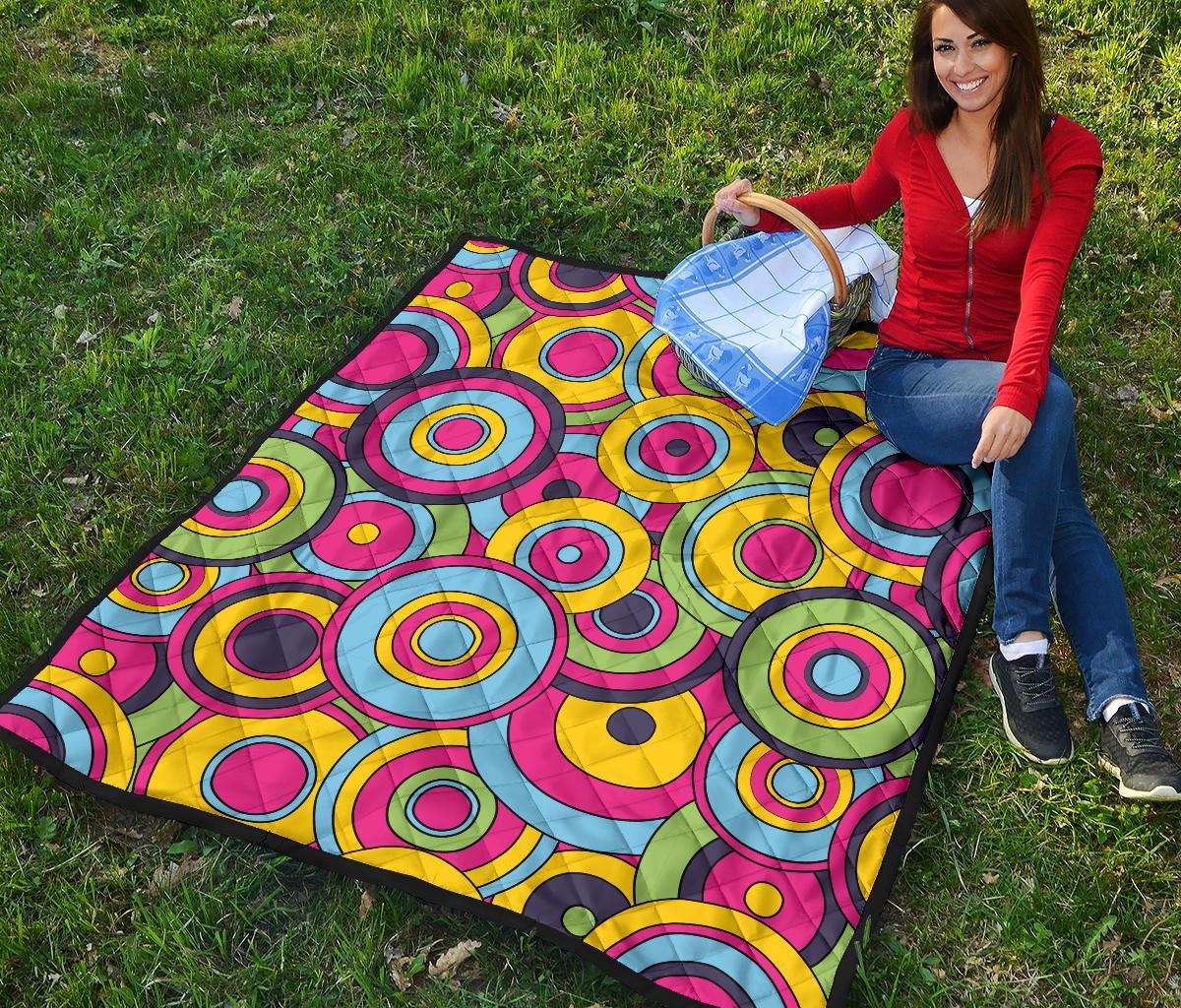 Psychedelic Colorful Print Pattern Quilt-grizzshop