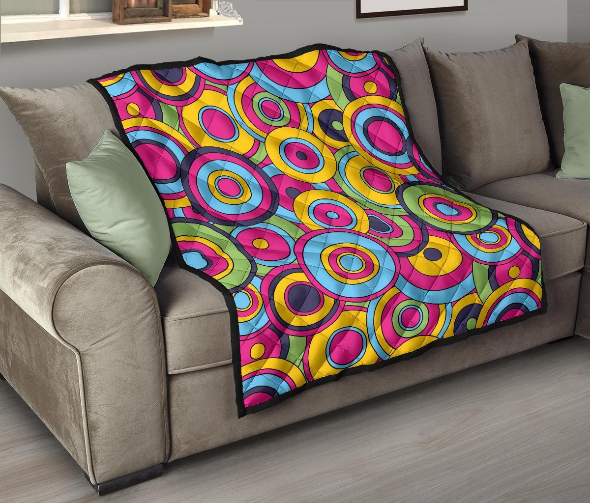 Psychedelic Colorful Print Pattern Quilt-grizzshop