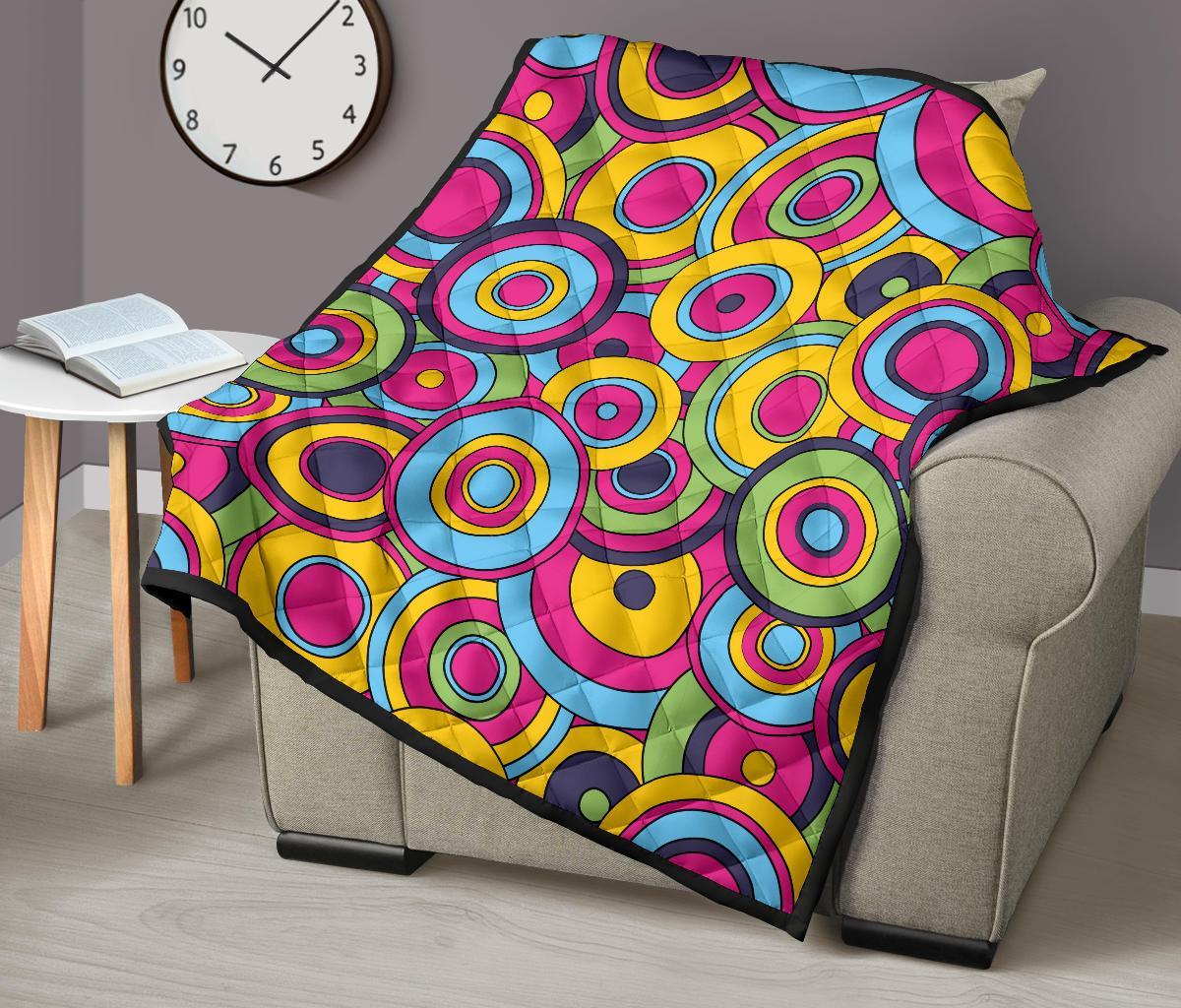 Psychedelic Colorful Print Pattern Quilt-grizzshop