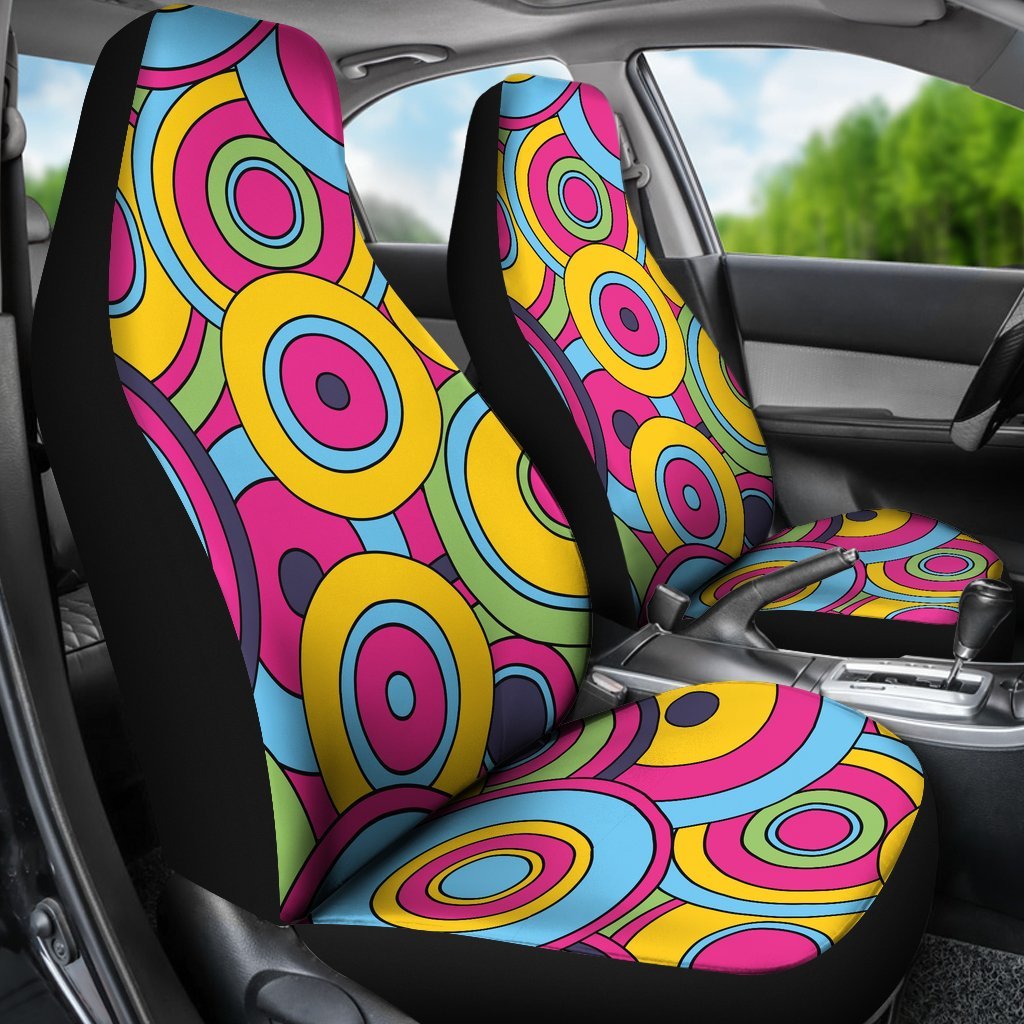 Psychedelic Colorful Print Pattern Universal Fit Car Seat Covers-grizzshop