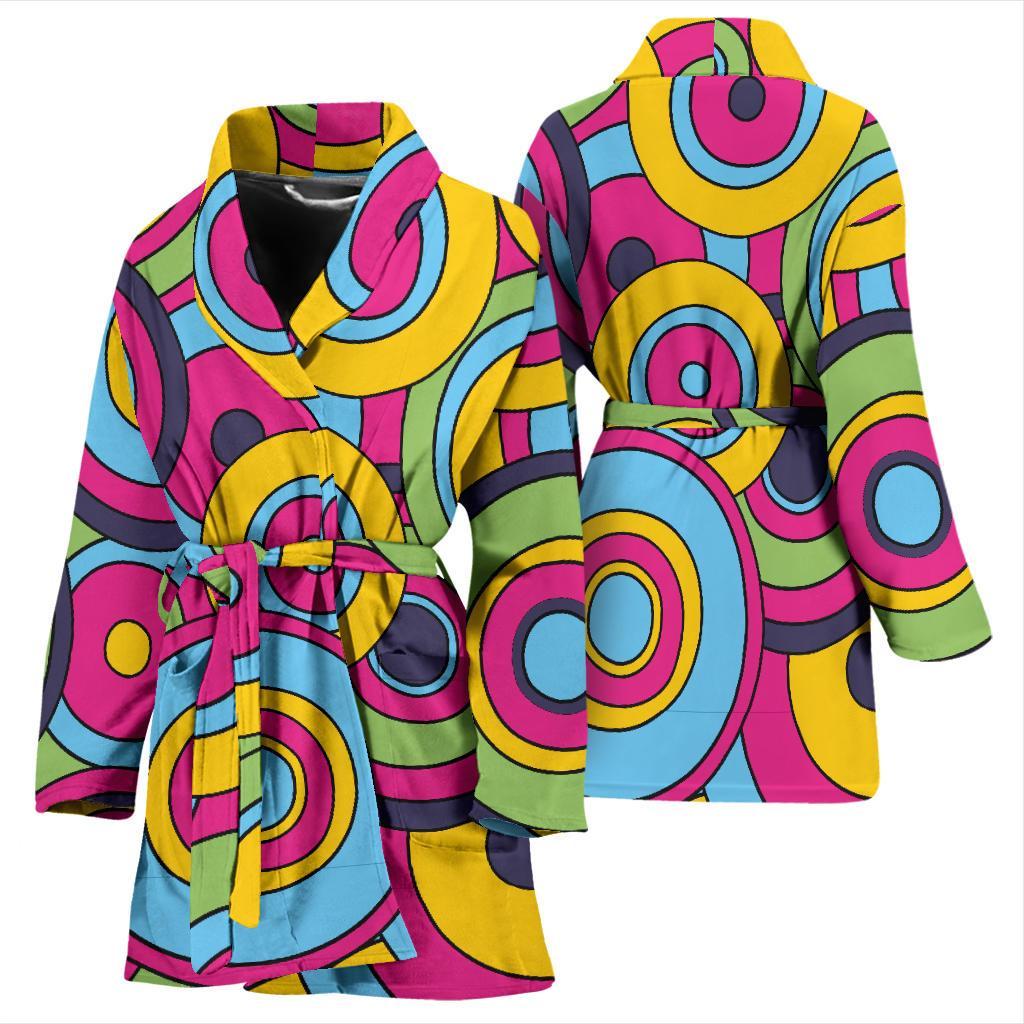Psychedelic Colorful Print Pattern Women Long Robe-grizzshop