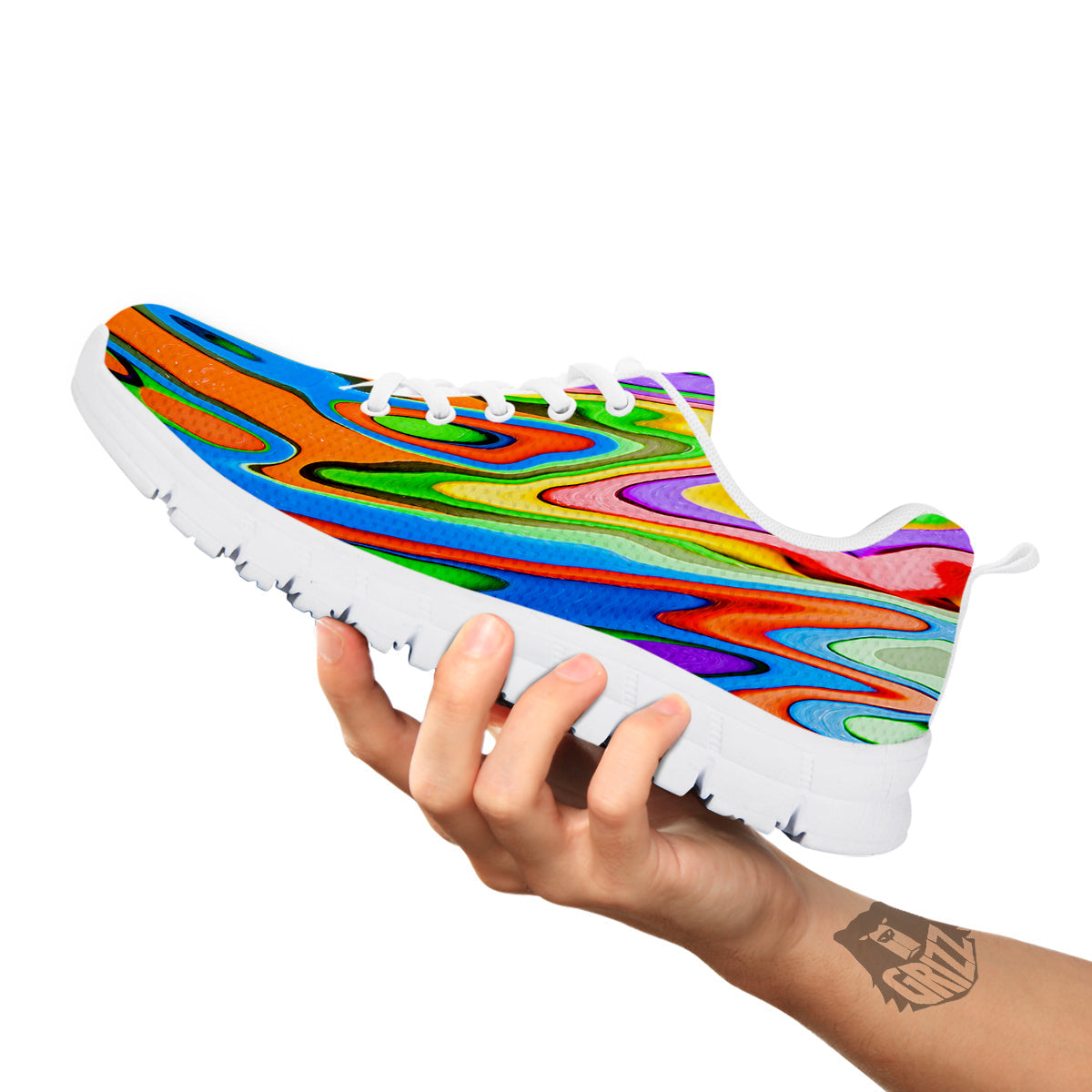 Psychedelic Colorful Print White Sneaker-grizzshop