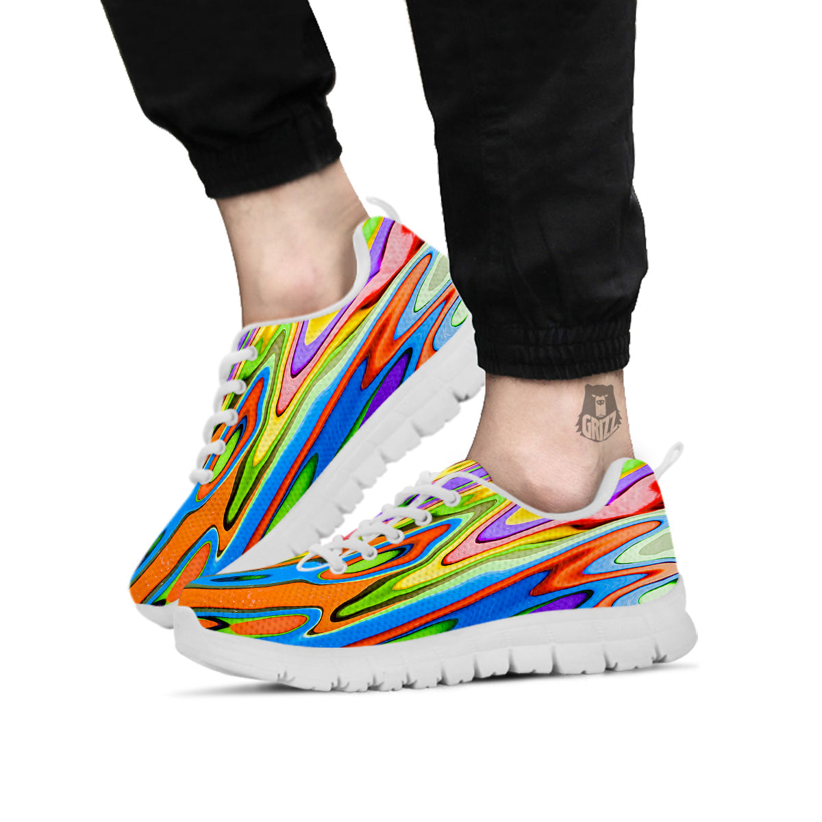 Psychedelic Colorful Print White Sneaker-grizzshop