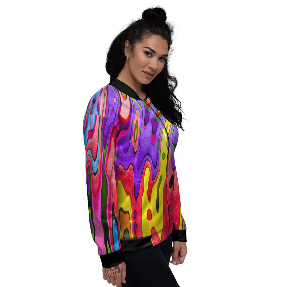 Psychedelic Colorful Print Women's Bomber Jacket-grizzshop