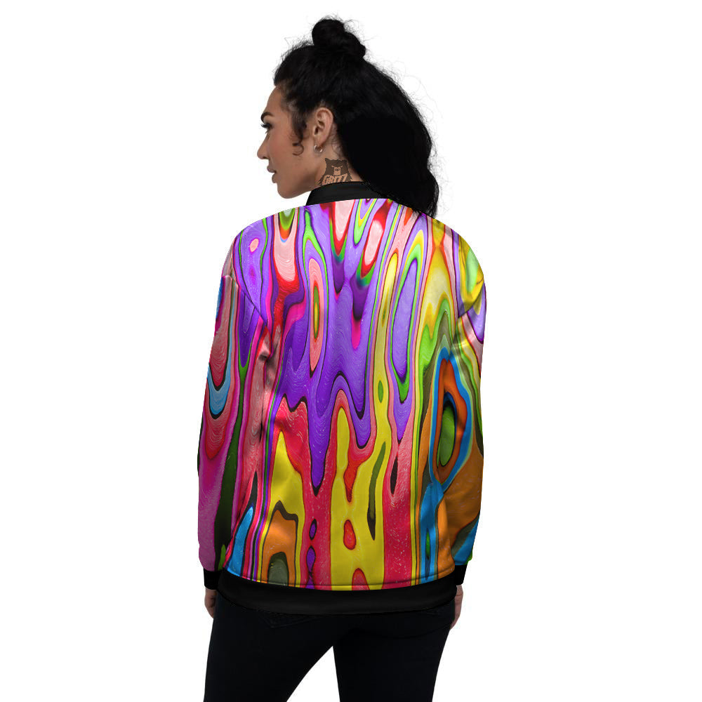 Psychedelic Colorful Print Women's Bomber Jacket-grizzshop
