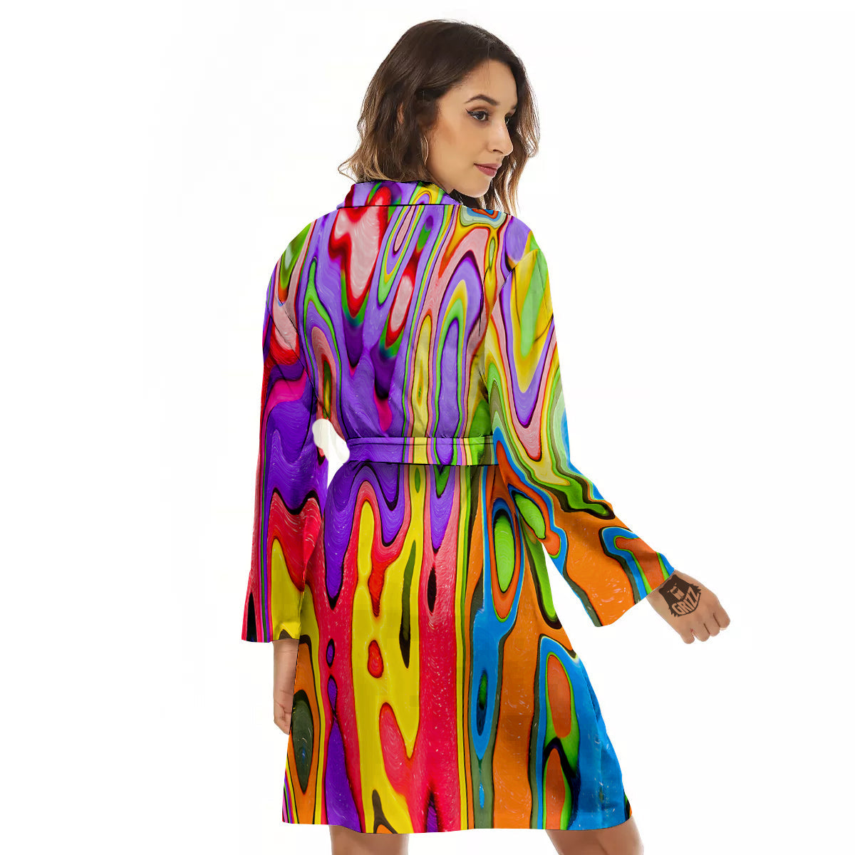 Psychedelic Colorful Print Women's Robe-grizzshop
