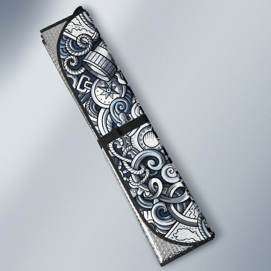 Psychedelic Compass Pattern Print Car Sun Shade-grizzshop