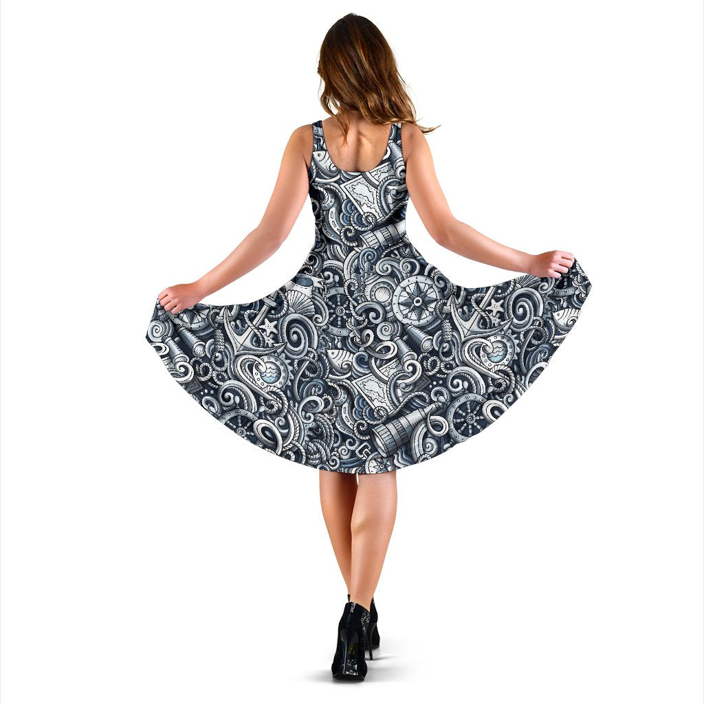 Psychedelic Compass Pattern Print Dress-grizzshop