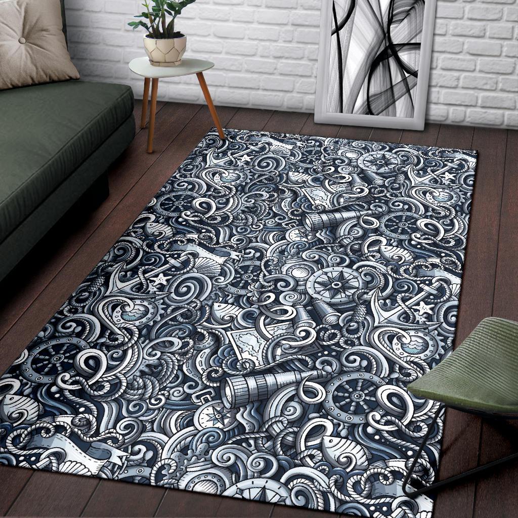 Psychedelic Compass Pattern Print Floor Mat-grizzshop